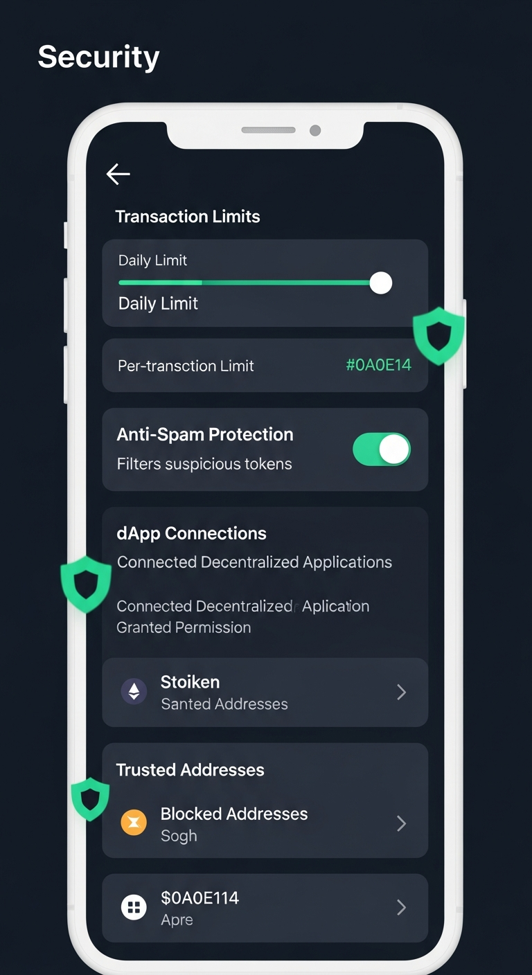Security settings with transaction limits and protections