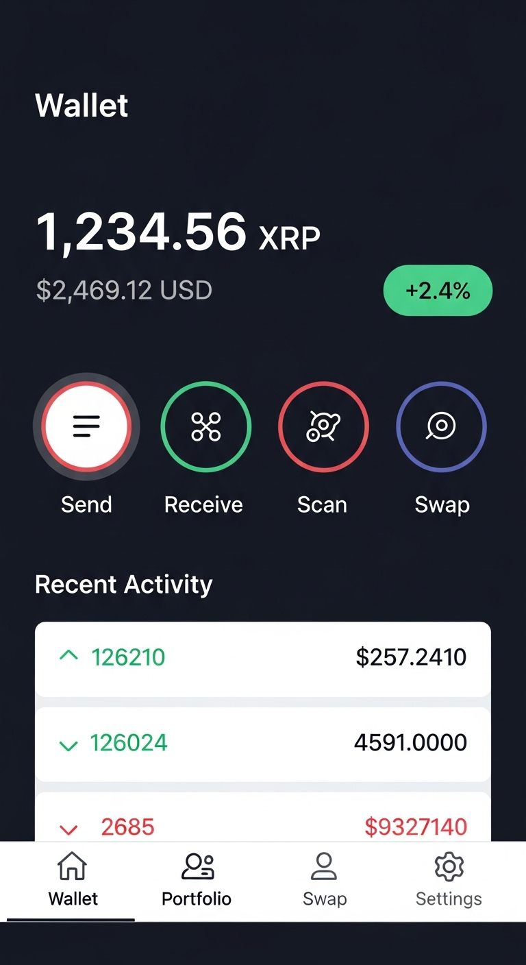 Wallet dashboard showing balance, quick actions, and recent transactions
